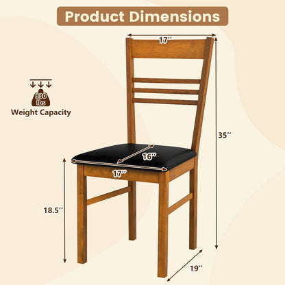 Wood Dining Chairs Set of 4 with Rubber Wood Frame