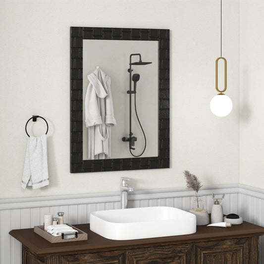 Wood Framed Wall Mirror Rectangle Vanity Mirror for Living Room Entryway-Black - Tampa Home & Garden Store
