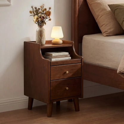 Wood Nightstand Set Of 2 With Drawers and Legs