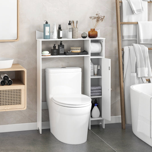 Wood Over the Toilet Bathroom Space Saver with Paper Holder and Shelf - Tampa Home & Garden Store