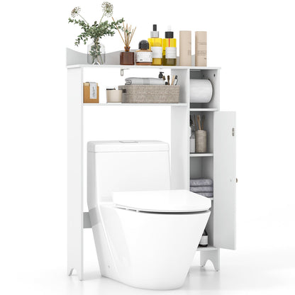 Wood Over the Toilet Bathroom Space Saver with Paper Holder and Shelf