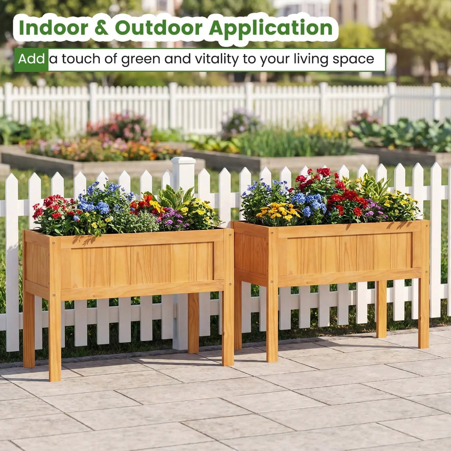 Wood Raised Garden Bed with Drainage Holes