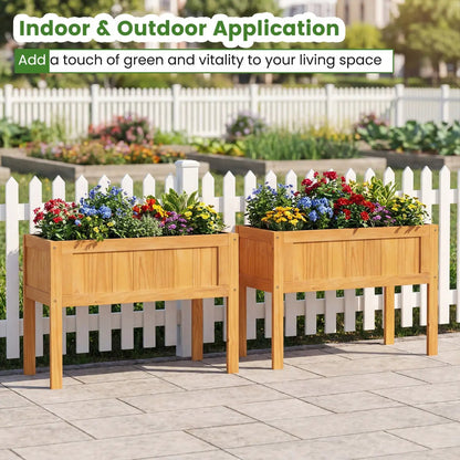 Wood Raised Garden Bed with Drainage Holes