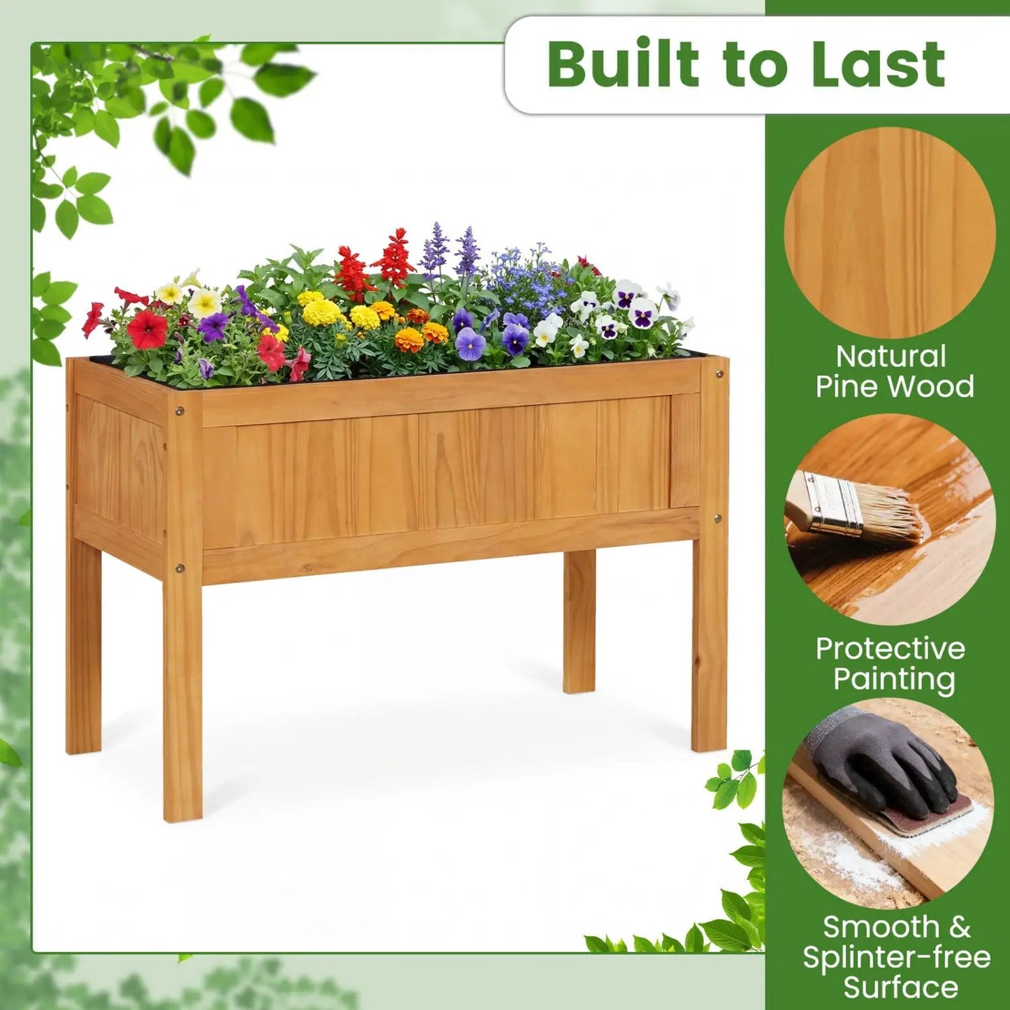Wood Raised Garden Bed with Drainage Holes