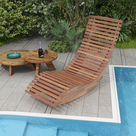 Outdoor Acacia Wood Rocking Chair with Widened Slatted Seat and High Back - Tampa Home & Garden Store
