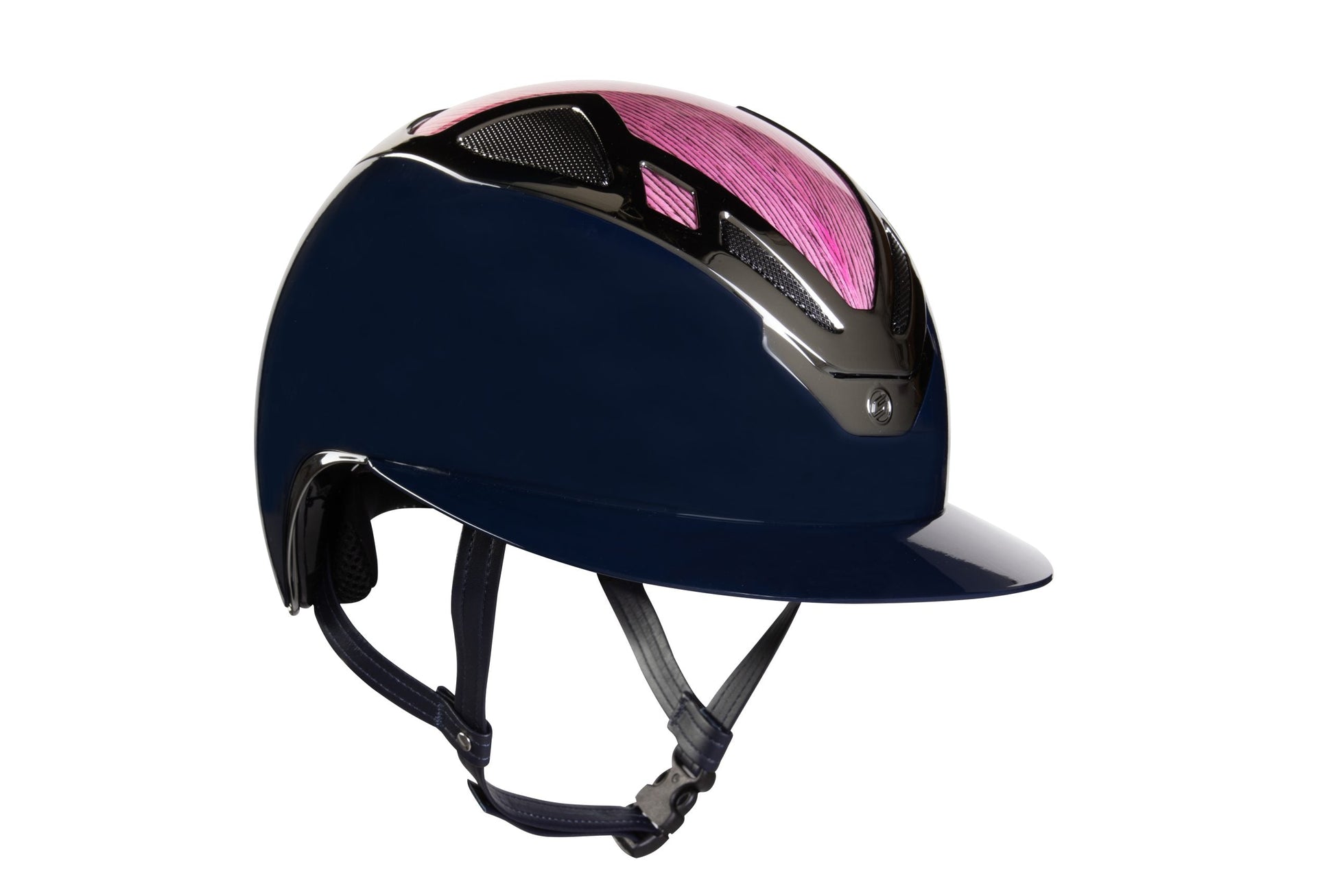 Suomy Apex riding helmet navy blue with pink wood-grain top vents, glossy finish on Tampa Home & Garden Store