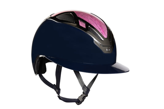 Suomy Apex riding helmet navy blue with pink wood-grain top vents, glossy finish on Tampa Home & Garden Store