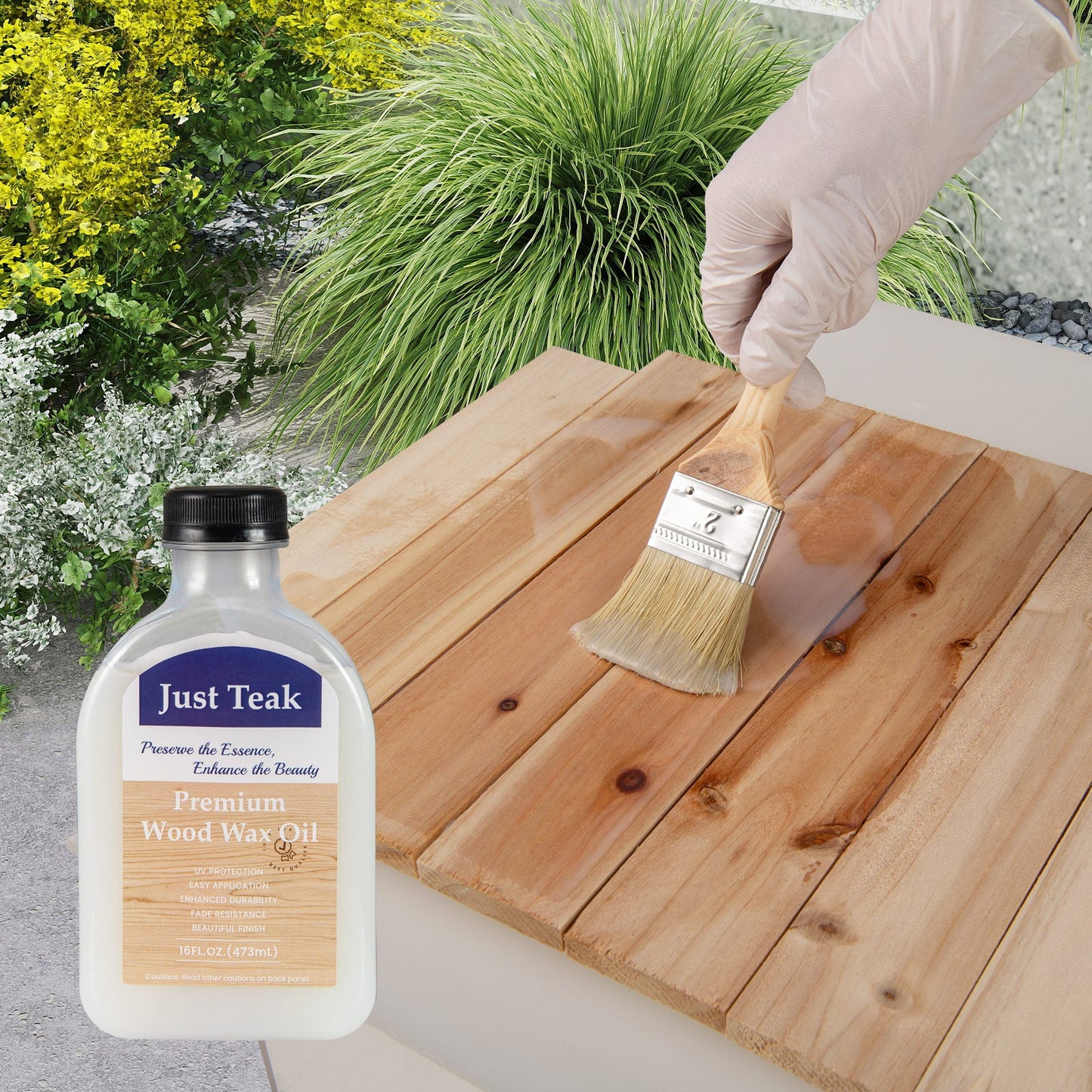 Aceite de cera para madera para muebles de exterior e interior, kit de cuidado de teca para restaurar y proteger la madera