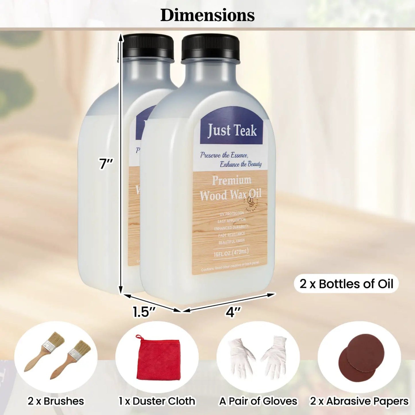 Wood Oil Cleaner and Brightener Set for Wood