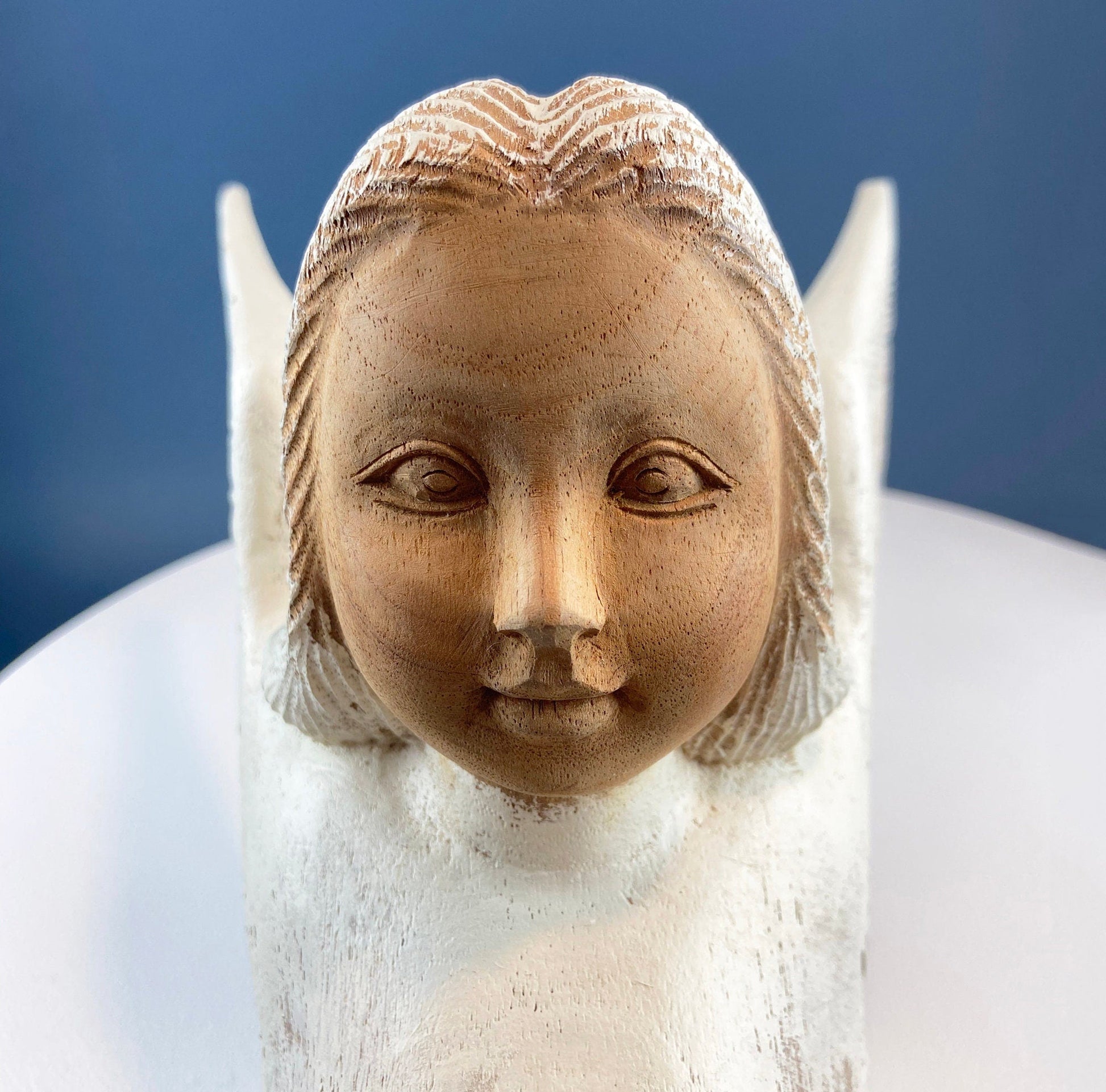 Wooden Hand Carved Angel Figurine. Large Limited Edition, #15, Angel Statue. Stunning Sculpute of Praying Angel. Candle Holder or Art. - Tampa Home & Garden Store