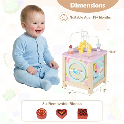 Wooden Activity Cube with Montessori Sensory Toys