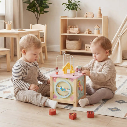 Wooden Activity Cube with Montessori Sensory Toys