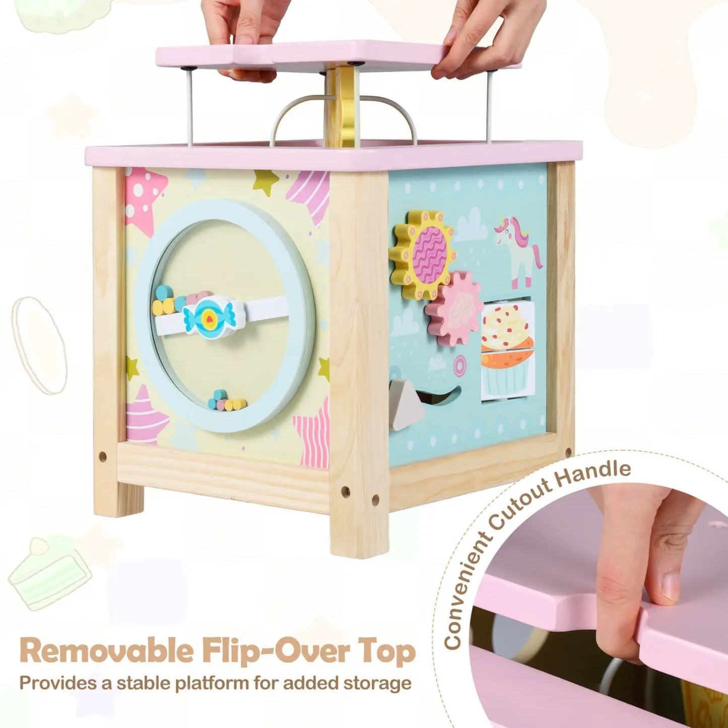 Wooden Activity Cube with Montessori Sensory Toys