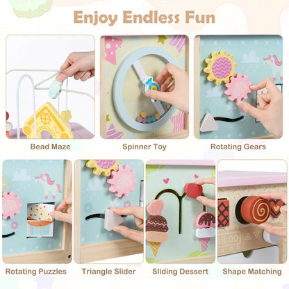 Wooden Activity Cube with Montessori Sensory Toys