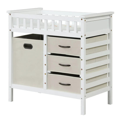 Wooden Baby Changing Table with 3 Fabric Drawers