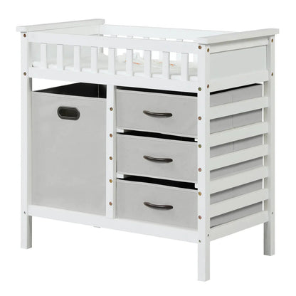 Wooden Baby Changing Table with 3 Fabric Drawers
