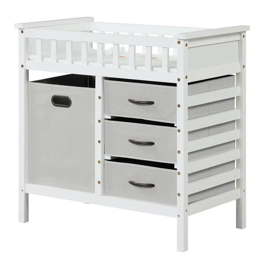 Wooden Baby Changing Table with 3 Fabric Drawers