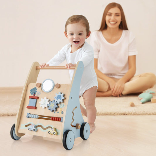 Wooden Baby Push and Pull Walker with Multi-Activity Learning Center - Tampa Home & Garden Store