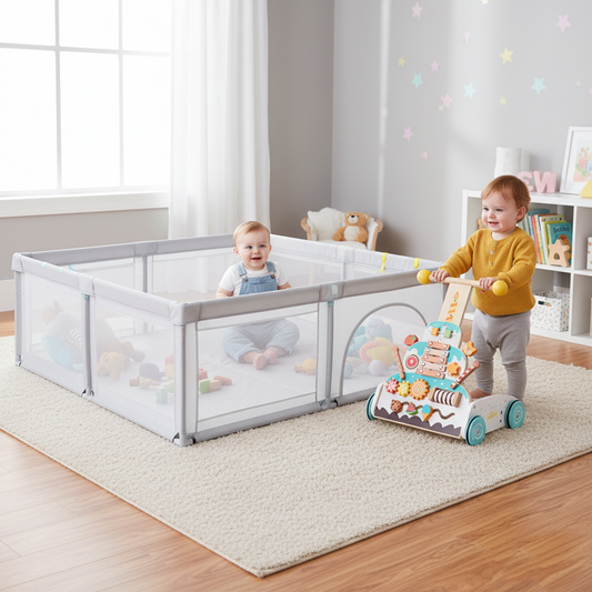 Wooden Baby Walker and Large Infant Playpen Bundle - Tampa Home & Garden Store