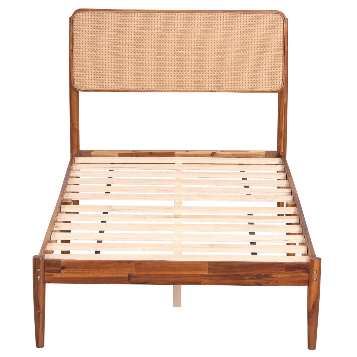 Queen Rattan Headboard Bed Frame With Slat System