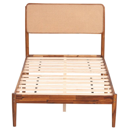 Queen Rattan Headboard Bed Frame With Slat System