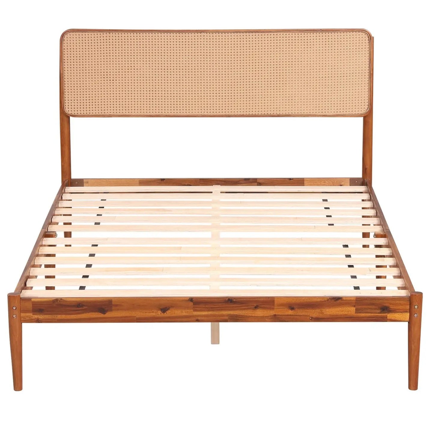 Queen Rattan Headboard Bed Frame With Slat System
