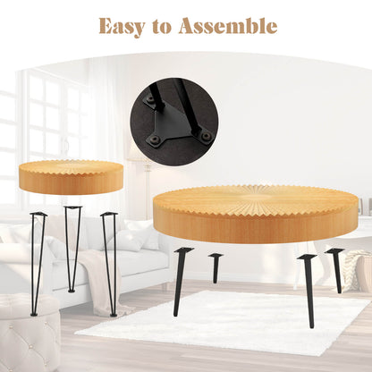 2 juegos de mesa de centro de madera con patas de metal y almohadillas ajustables para los pies-Patrón radial