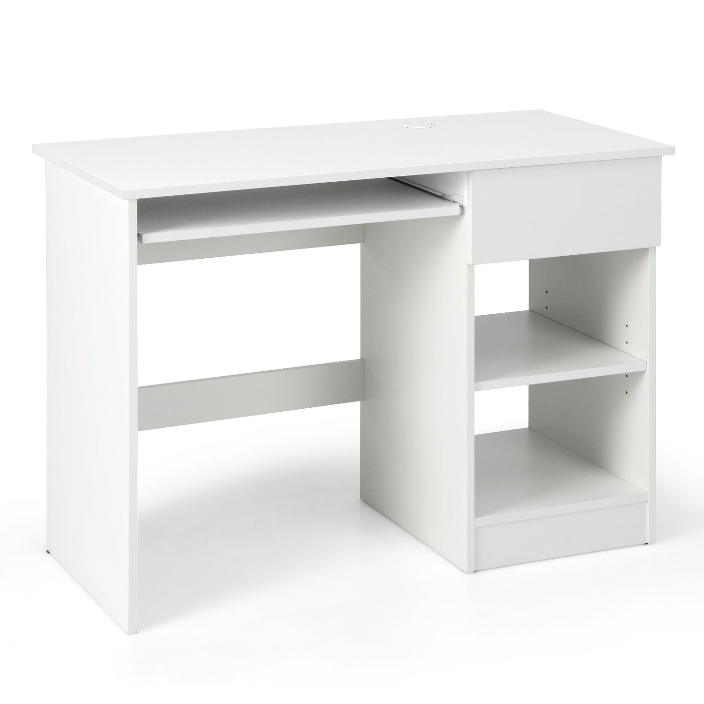 Escritorio de ordenador de madera con soporte para CPU - Blanco