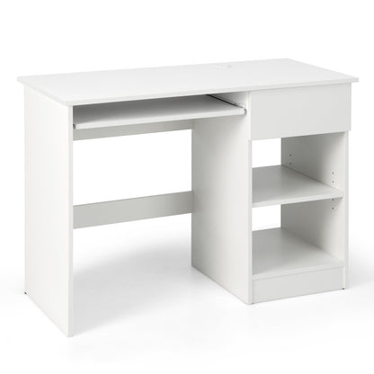 Escritorio de ordenador de madera con soporte para CPU - Blanco