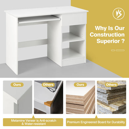 Escritorio de ordenador de madera con soporte para CPU - Blanco