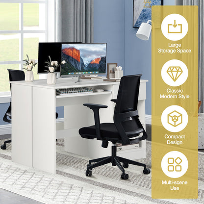 Escritorio de ordenador de madera con soporte para CPU - Blanco