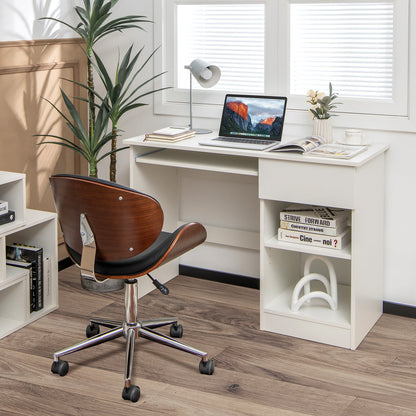 Escritorio de ordenador de madera con soporte para CPU - Blanco