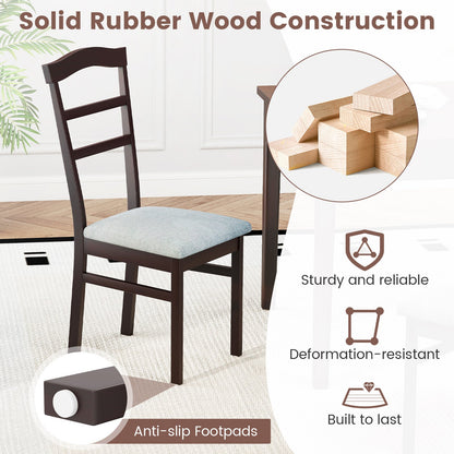 Juego de 2 sillas de comedor de madera, sillas de cocina tapizadas en tela de lino, sillas auxiliares de granja