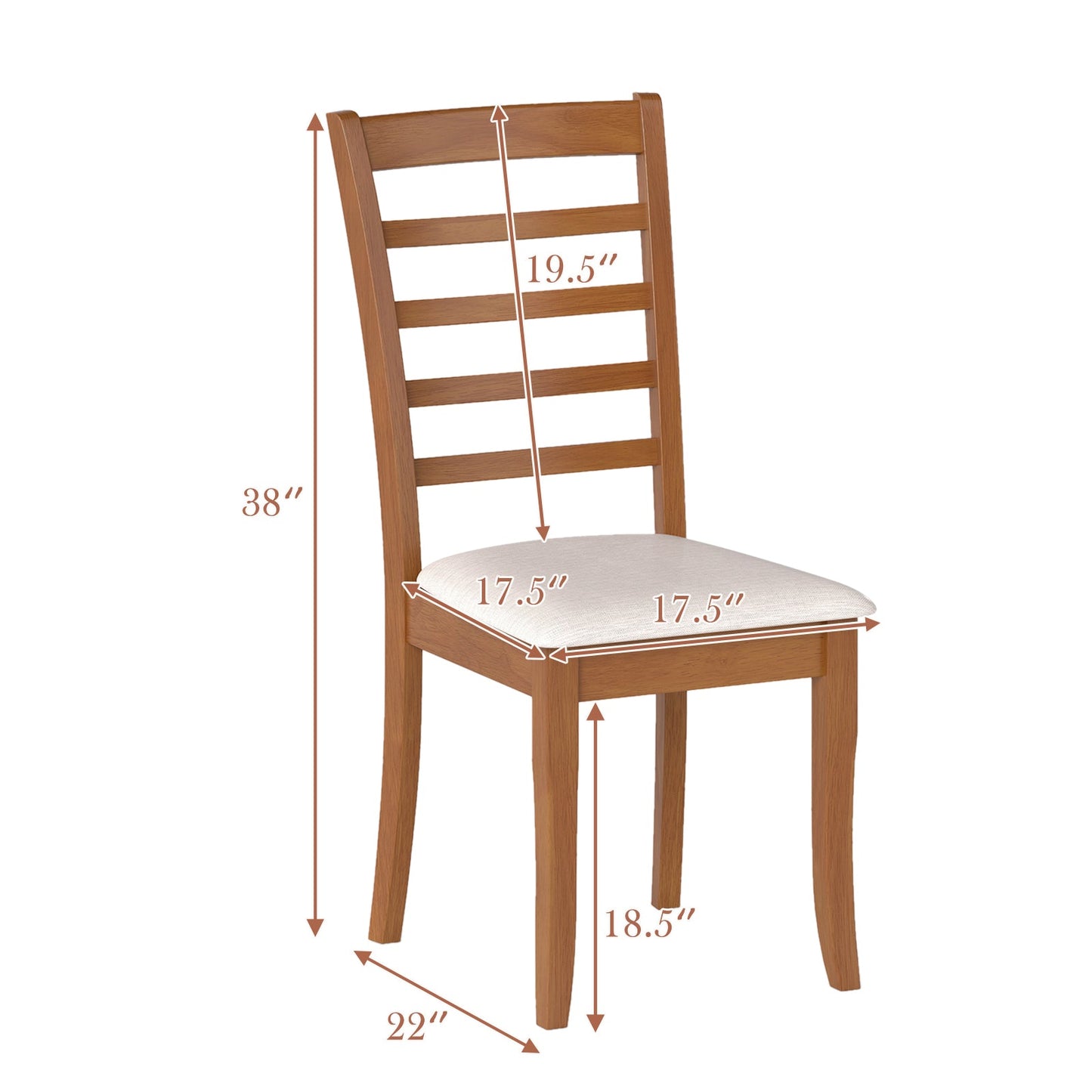 Wooden Dining Chair Set of 2 Modern Upholstered Kitchen Chair-Beige