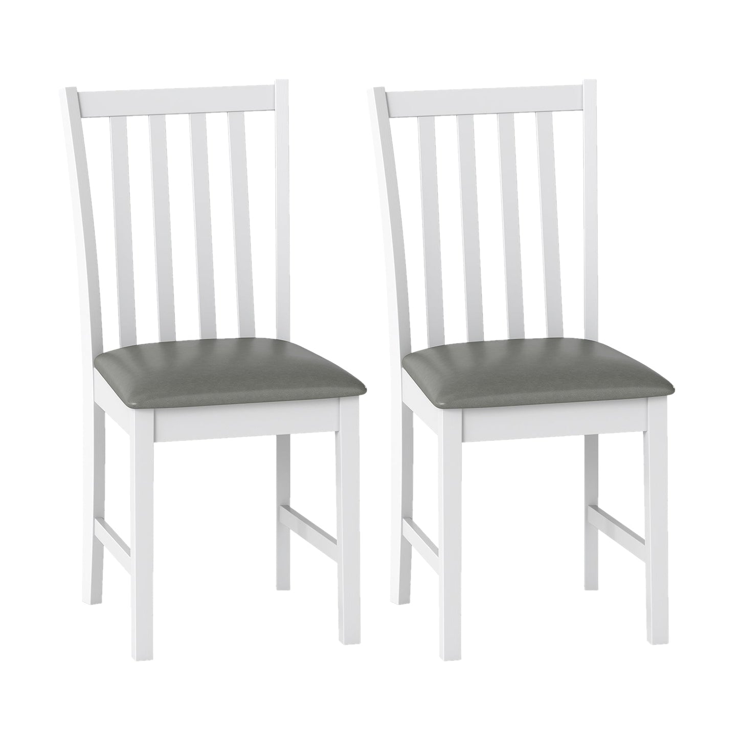 Wooden Dining Chair Set of 2 with Rubber Wood Frame and Padded Seat
