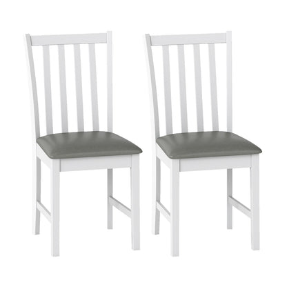 Wooden Dining Chair Set of 2 with Rubber Wood Frame and Padded Seat