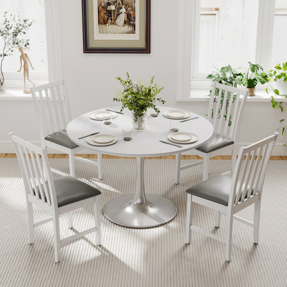 Wooden Dining Chair Set of 2 with Rubber Wood Frame and Padded Seat