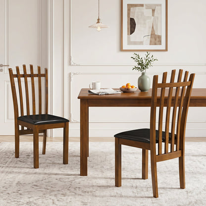 Dining Chairs set of 2 with spindle back and PU leather seats in brown wood DirectDeals on Tampa Home & Garden Store