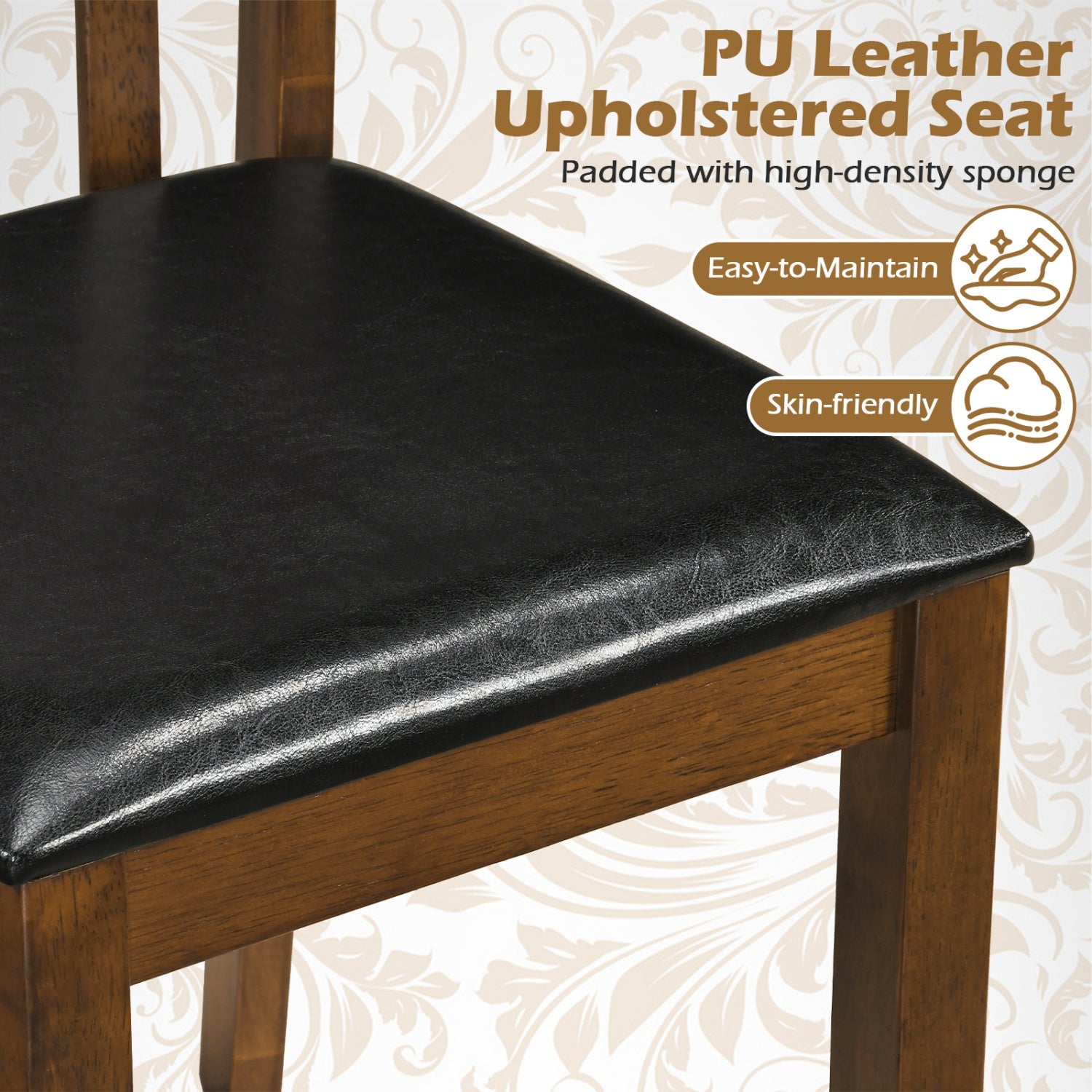 Dining chairs DirectDeals with spindle back and PU leather upholstered seat on a wooden frame on Tampa Home & Garden Store