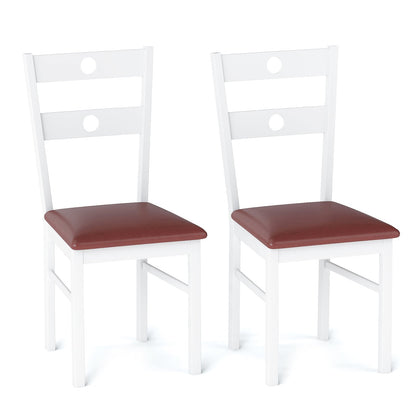 Wooden Dining Chairs Set of 2 Armless Kitchen Chairs with Hollowed Backrest