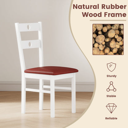 Wooden Dining Chairs Set of 4 Armless Kitchen Chairs with Hollowed Backrest