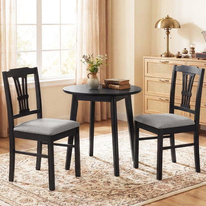 Wooden Dining Chairs Set of 2 Upholstered Kitchen Chairs with Solid Rubber Wood Frame