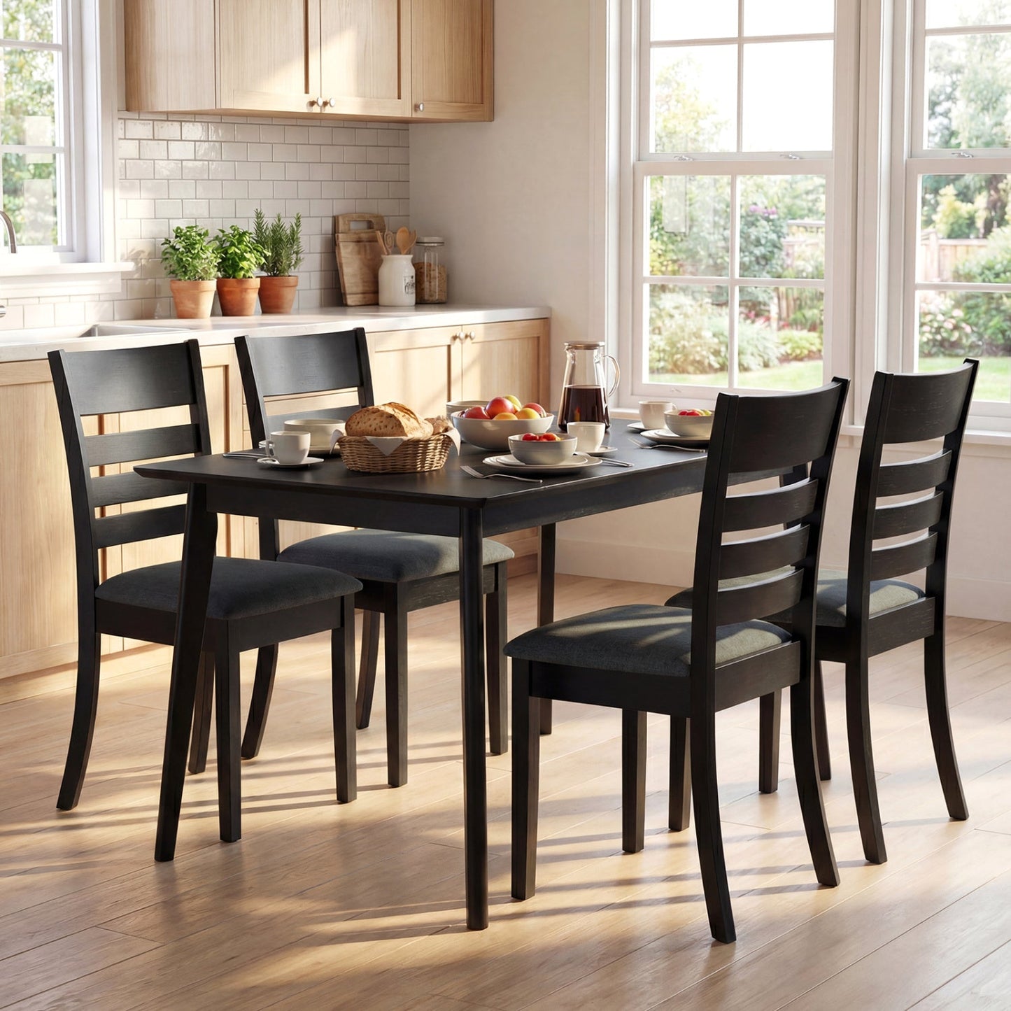 Wooden Dining Chairs Set of 4 Upholstered Kitchen