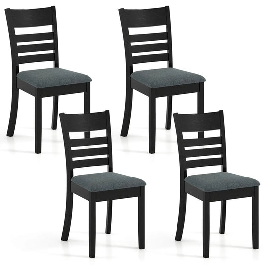 Wooden dining chairs DirectDeals set of 4 with black rubberwood frames and gray fabric seats on Tampa Home & Garden Store