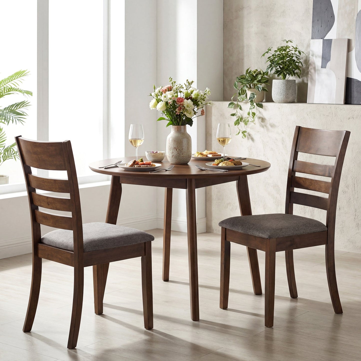 Wooden Dining Chairs Set 2 Upholstered Kitchen