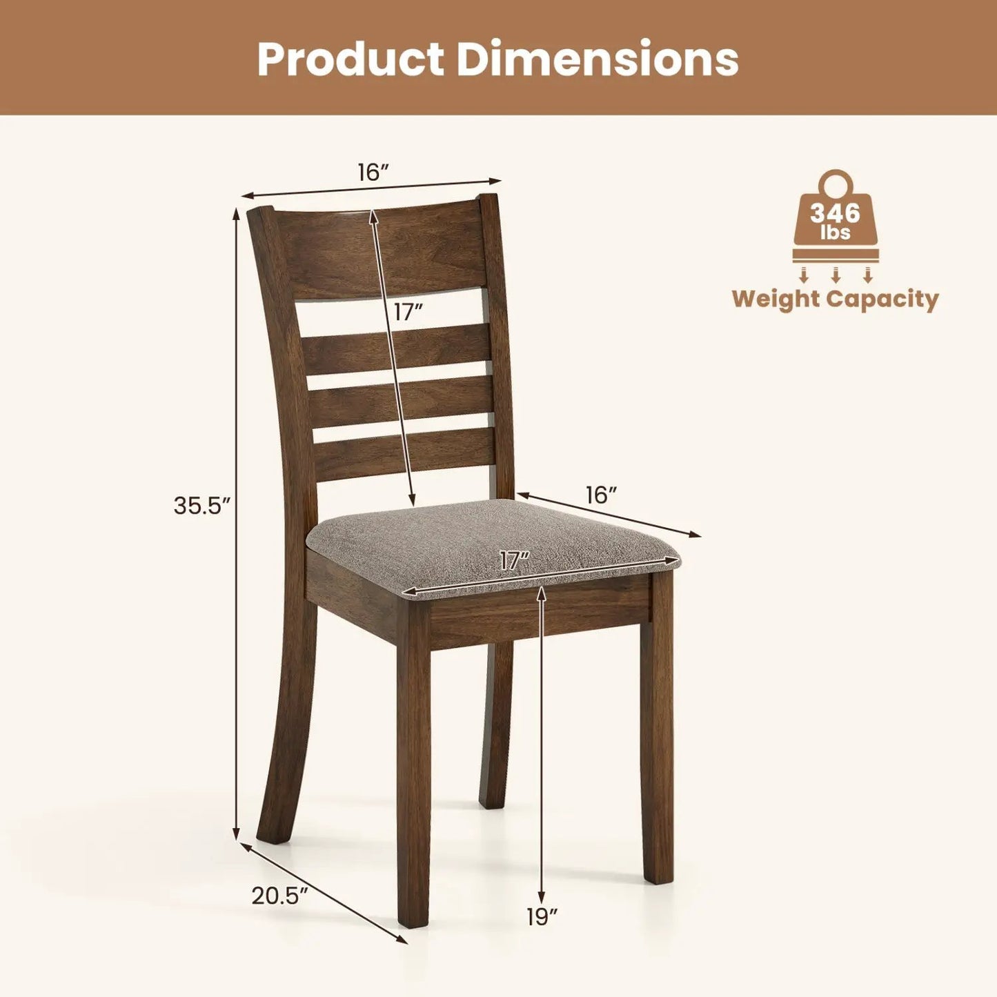Wooden Dining Chairs Set 2 Upholstered Kitchen
