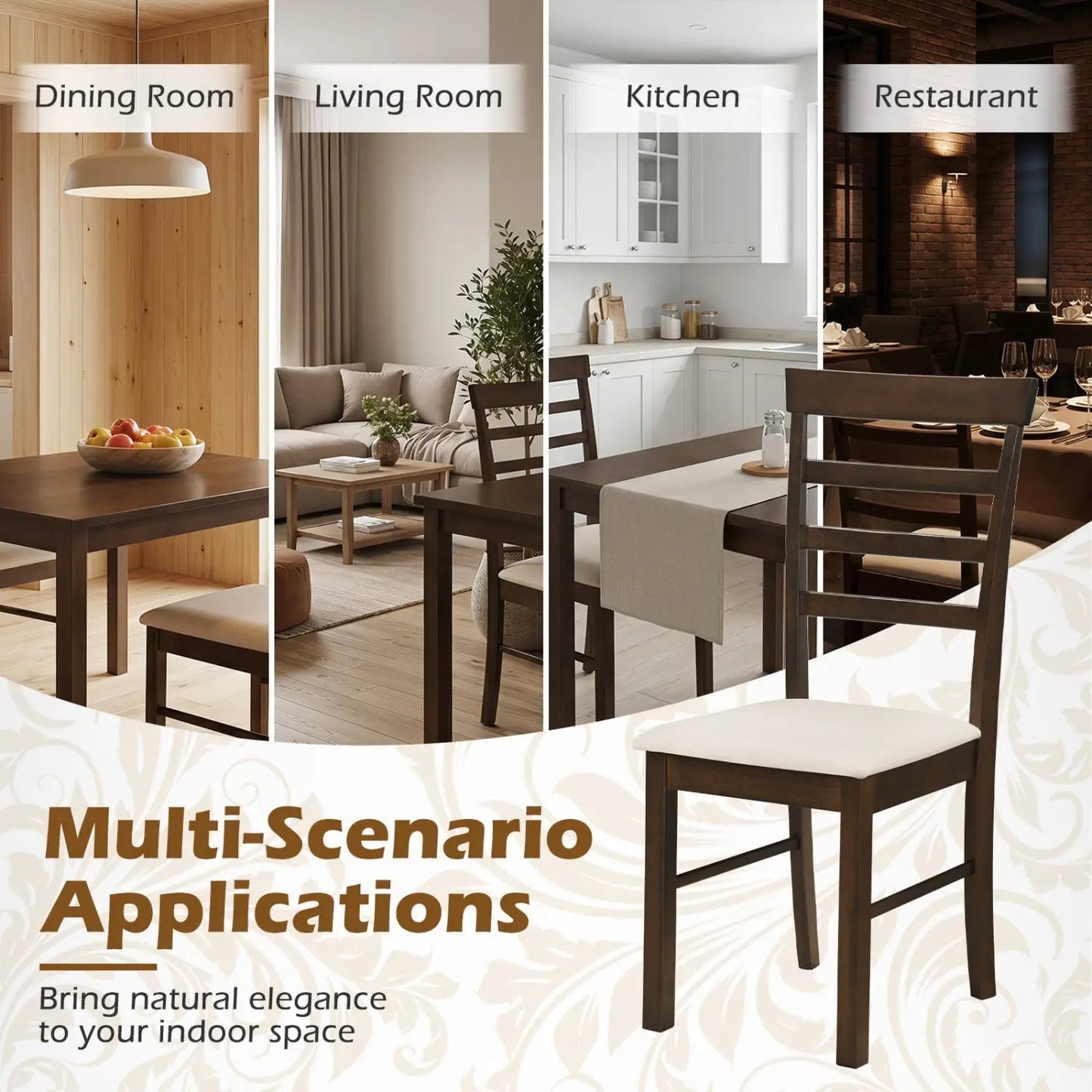 Dining Chairs Set Of Four With Fabric Cushions