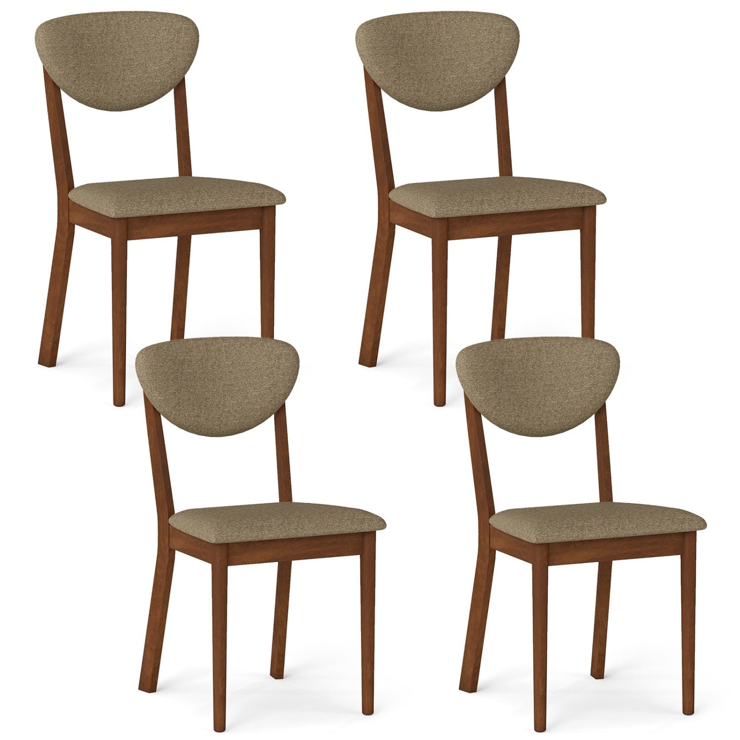 Dining chairs set of 4 with padded beige seats and backrests, brown wood legs DirectDeals on Tampa Home & Garden Store
