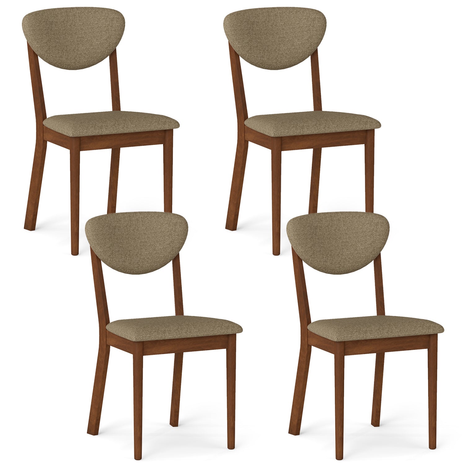 Dining chairs set of 4 with padded beige seats and backrests, brown wood legs DirectDeals on Tampa Home & Garden Store
