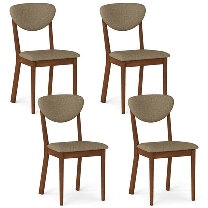 Dining chairs set of 4 with padded beige seats and backrests, brown wood legs DirectDeals on Tampa Home & Garden Store